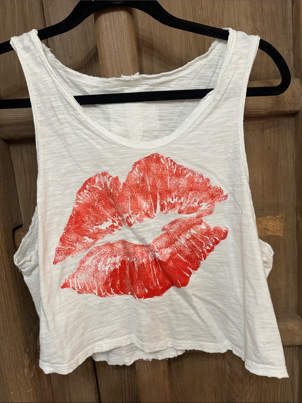 Marilyn Monroe White Tank Top with Red Lipprint